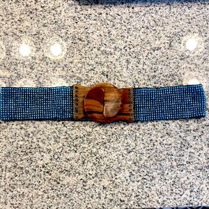 Amazing hand beaded wood belt